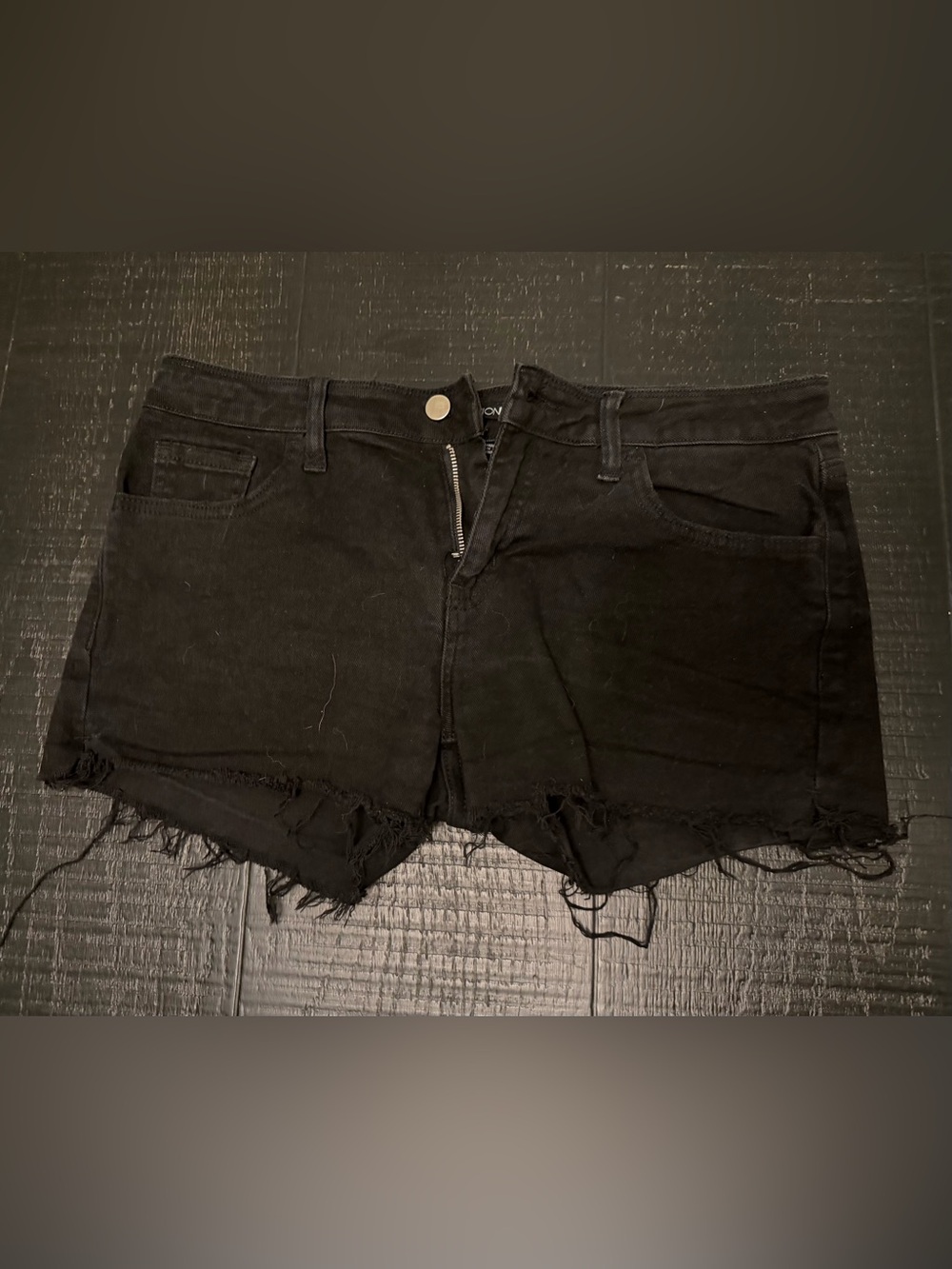 Fashion Nova Black Distressed Raw Hem Jean Shorts